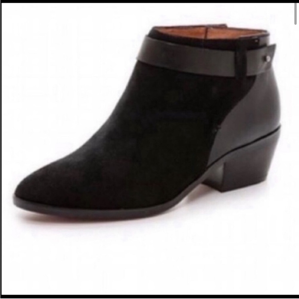 Madewell The Charley Collar Stud Ankle Boots Black Leather Suede, Size 8.5